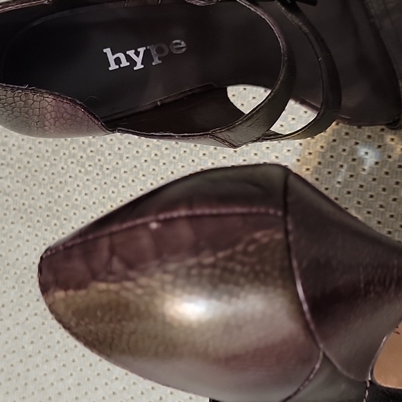 *NEW* HYPE "Blanca" Brown&Green Embossed Leather Buckle Heeled Sandals *Y2K* 8.5 - Picture 15 of 15